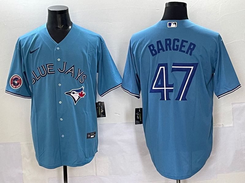 Men Toronto Blue Jays 47 Barger Light Blue Game 2025 Nike MLB Jersey style 003